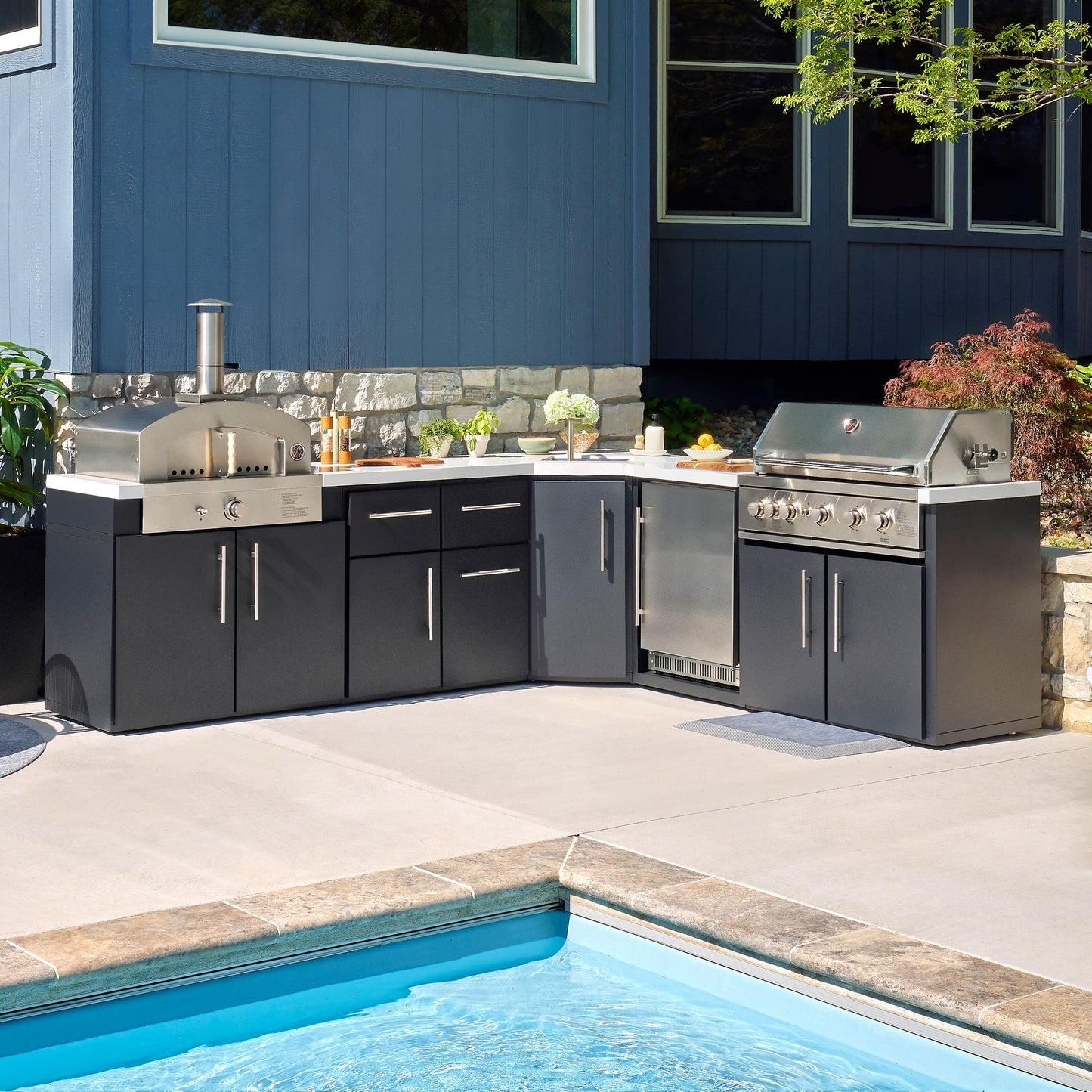 Premium Emory Corner Outdoor Kitchen Island - Combo