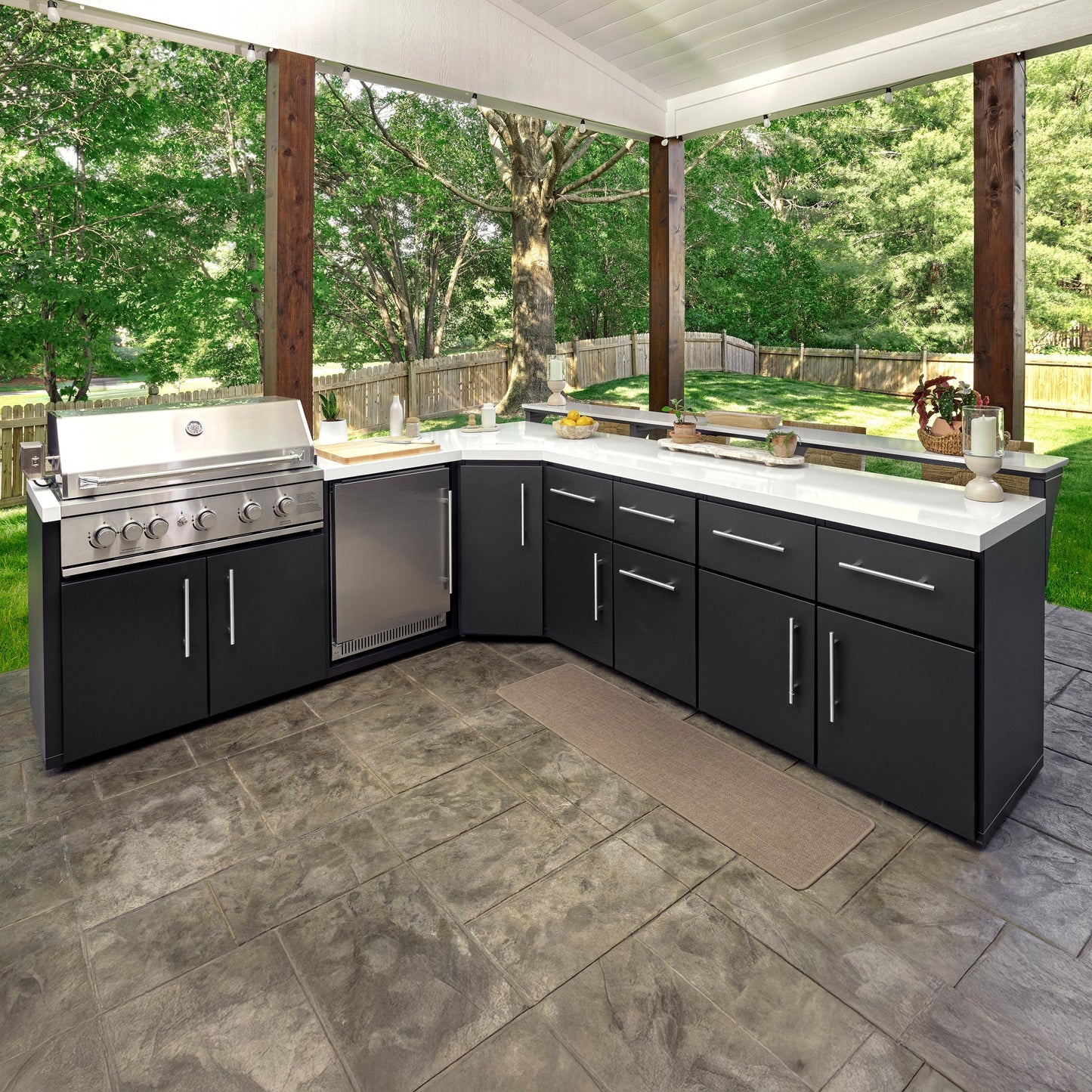 Premium Emory Corner Outdoor Kitchen Island and Bar – Left