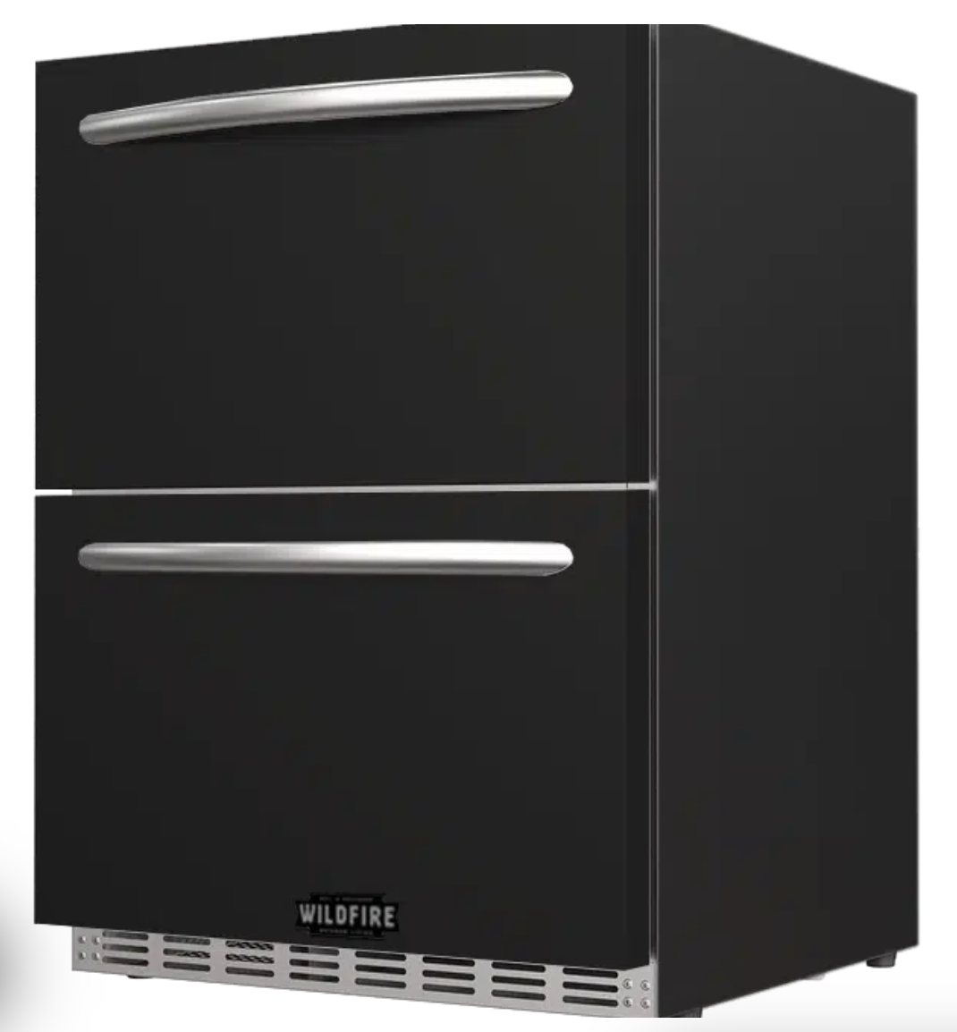 Premium Wildfire Outdoor Living 24" Dual Drawer Black Stainless Steel Fridge Sleeve WFRDD-24SLVBSS