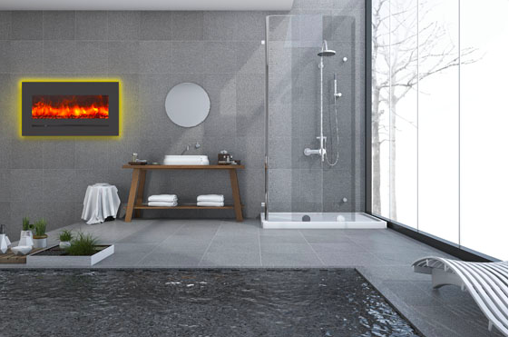 Premium Sierra Flame 34 Wall Mount/Flush Mount with Steel Surround