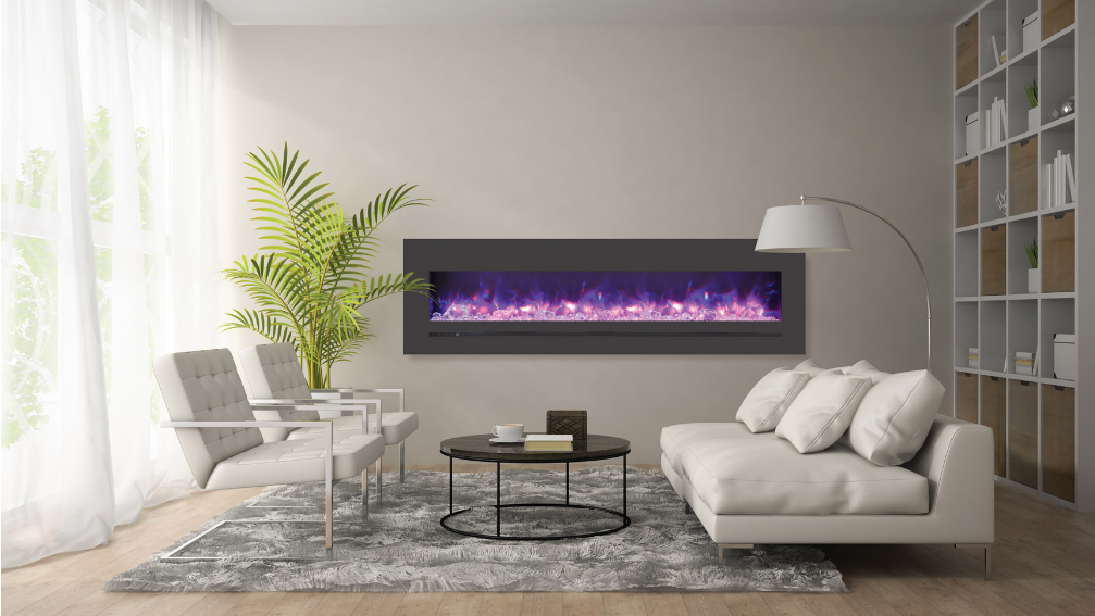 Premium Sierra Flame 72 Wall Mount / Flush Mount with Steel Surround