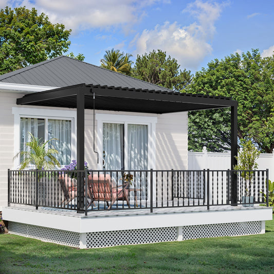 Premium 14x10 Evanston Wall Mounted Louvered Pergola