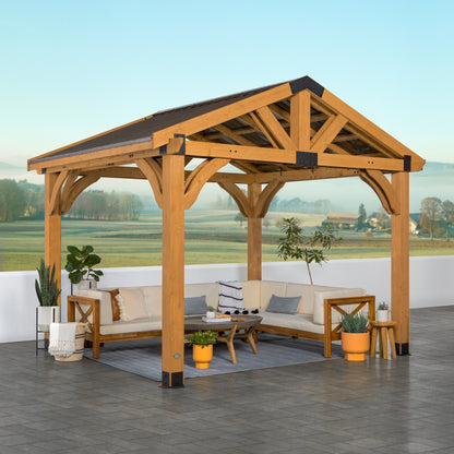 Premium 12x10 Arlington Gazebo with Electric - Lt Brown