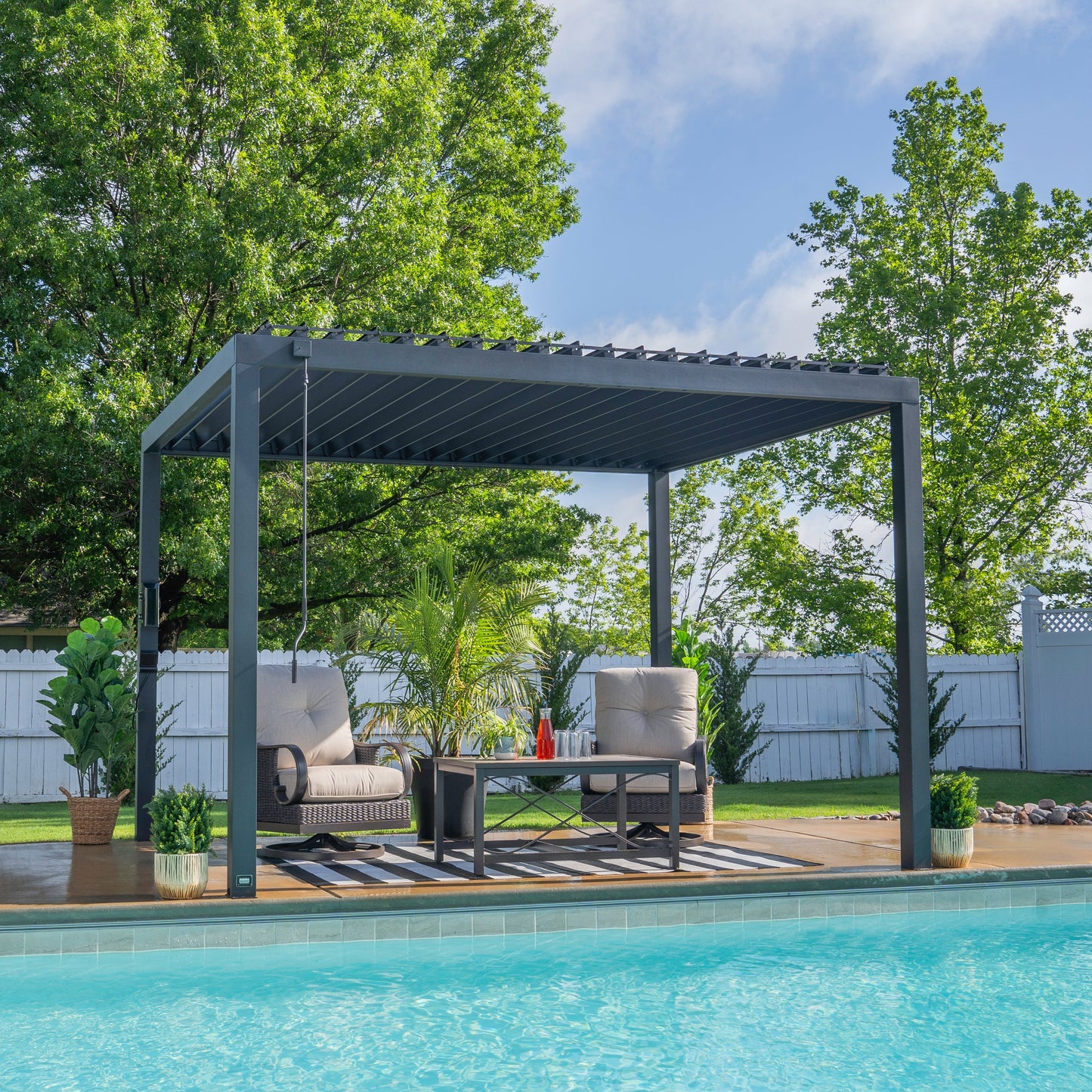 Premium 12x10 Sarasota Steel Louvered Pergola