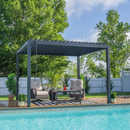Premium 12x10 Sarasota Steel Louvered Pergola
