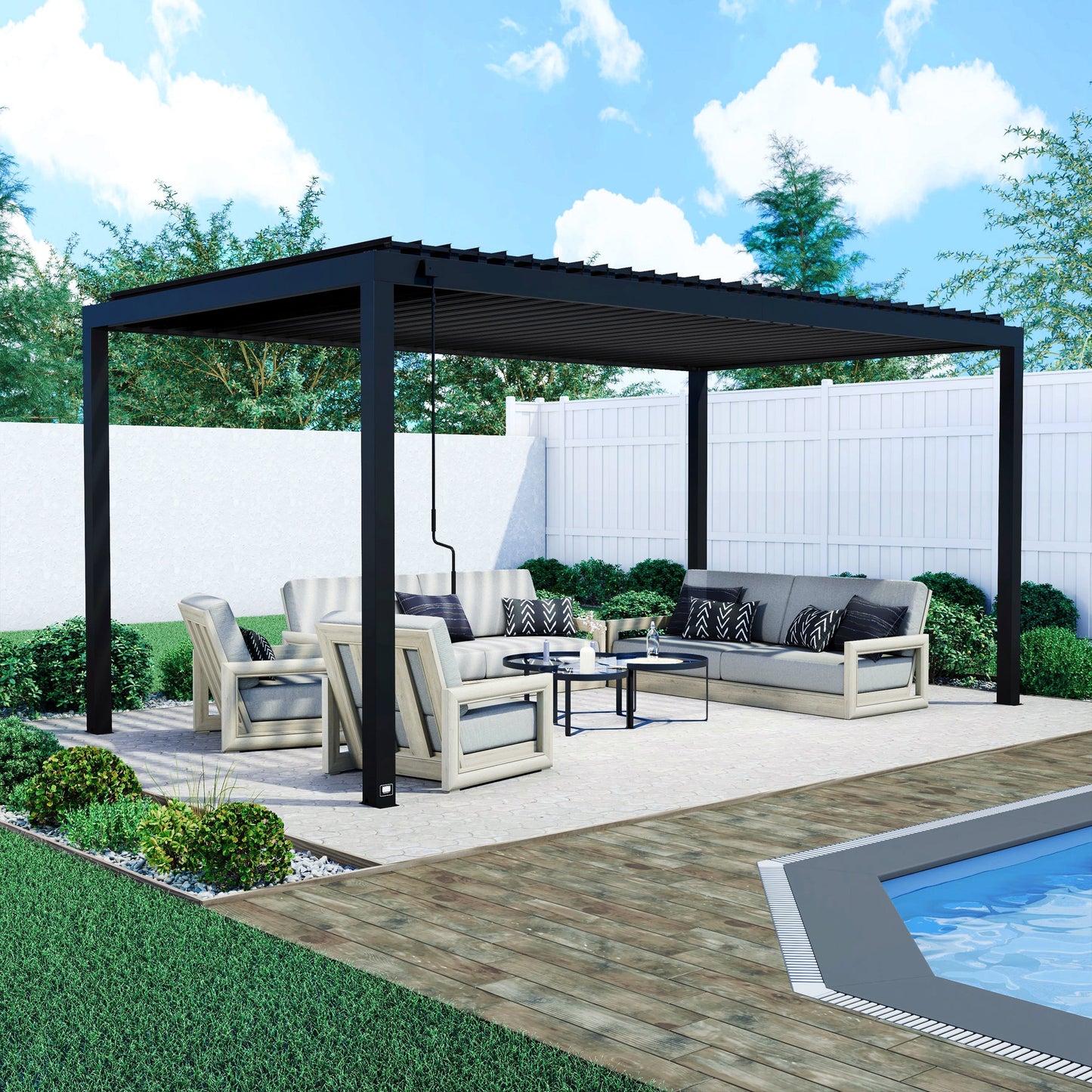 Premium 18x10 Sarasota Steel Louvered Pergola
