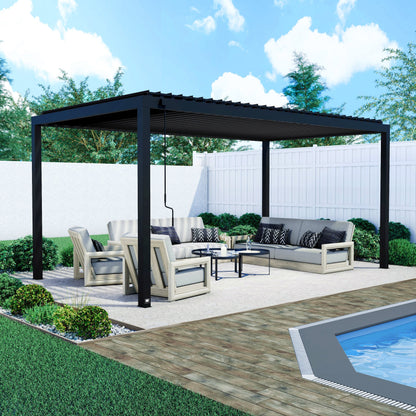 Premium 18x10 Sarasota Steel Louvered Pergola