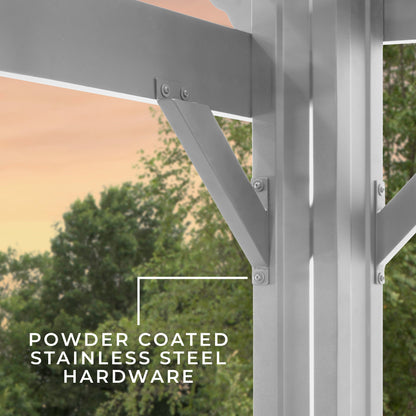 Premium 14x12 Hawthorne Traditional Steel Pergola With Sail Shade Soft Canopy