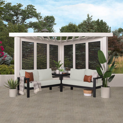 Premium Ridgedale Modern Steel Corner Pergola with Conversational Seating