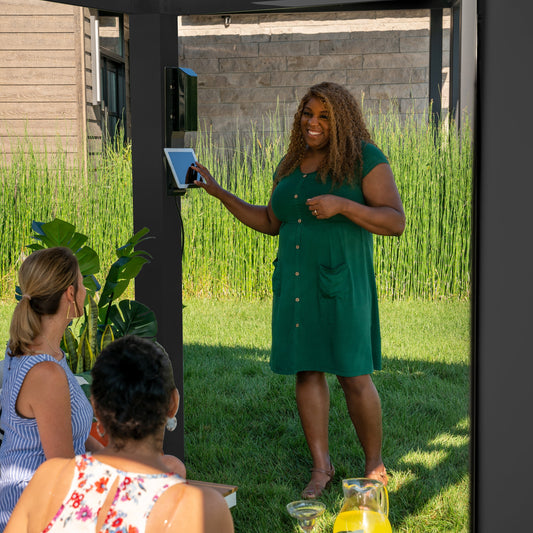 Premium 14x10 Trenton Modern Steel Pergola With Sail Shade Soft Canopy OOS