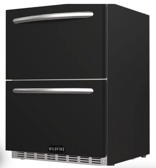 Premium Wildfire Outdoor Living  24" Dual Drawer Black Stainless Steel Fridge Sleeve WFRDD-24SLVBSS