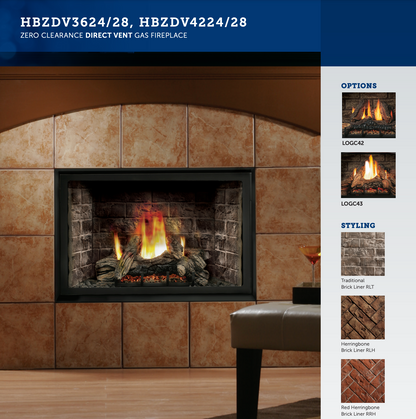 Premium Kingsman 36" Zero Clearance Direct Vent Gas Fireplace - HBZDV3628