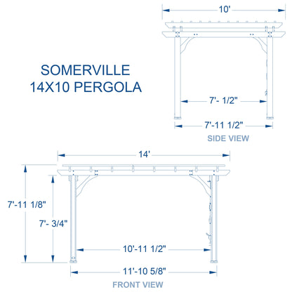 Premium 14x10 Somerville Pergola - Barnwood Stain