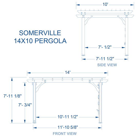 Premium 14x10 Somerville Pergola - Barnwood Stain