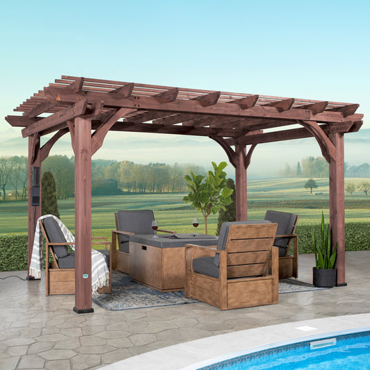 Premium 14x10 Somerville Pergola - Walnut Stain