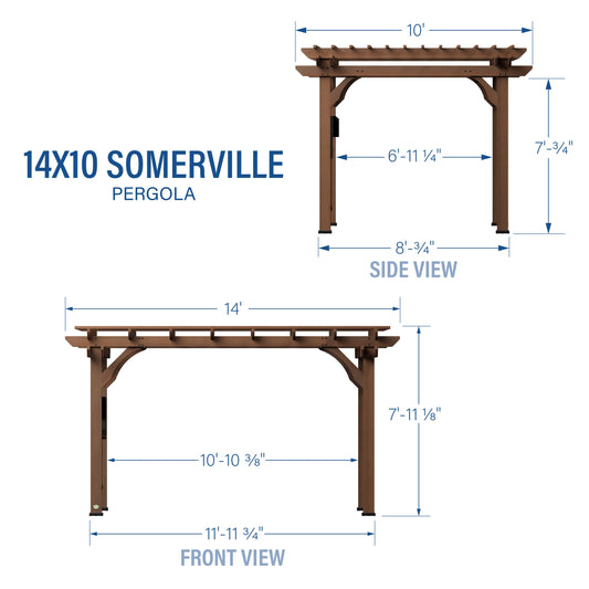 Premium 14x10 Somerville Pergola - Walnut Stain