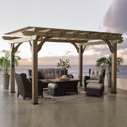 Premium 14x10 Somerville Pergola - Barnwood Stain