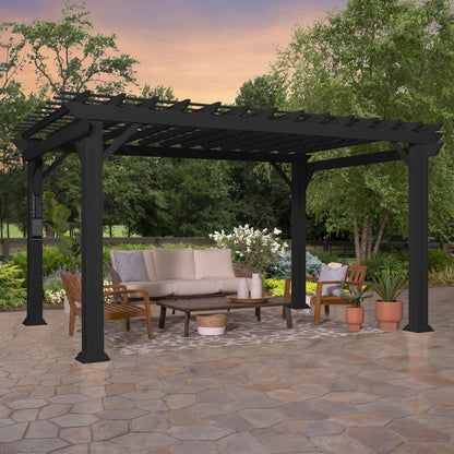 Premium 14x10 Stratford Traditional Steel Pergola With Sail Shade Soft Canopy