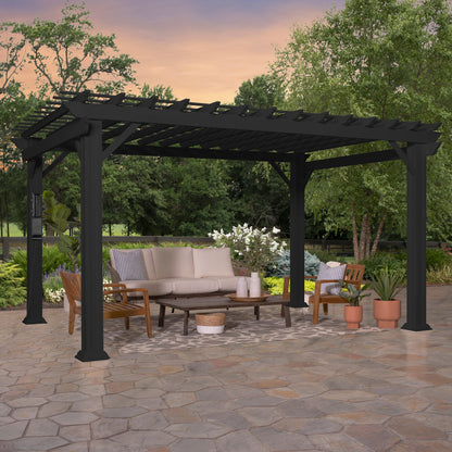 Premium 14x12 Stratford Traditional Steel Pergola With Sail Shade Soft Canopy