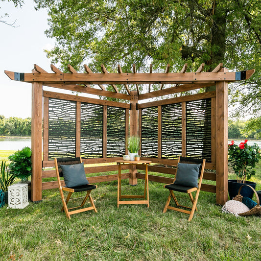 Premium Verona Corner Pergola-Bamboo Panels
