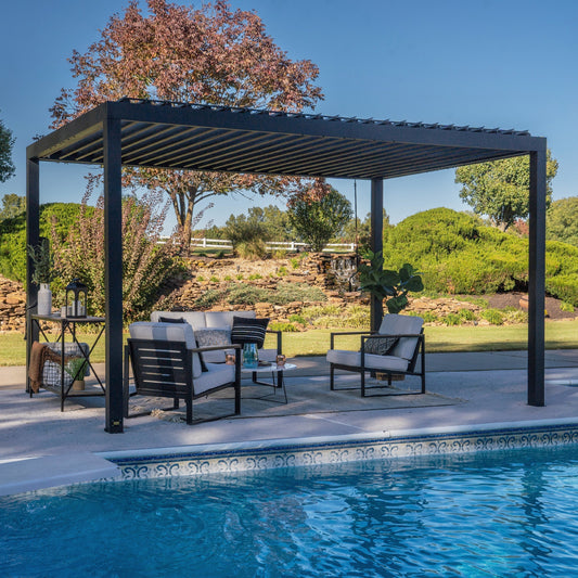 Premium 14x10 Sarasota Steel Louvered Pergola