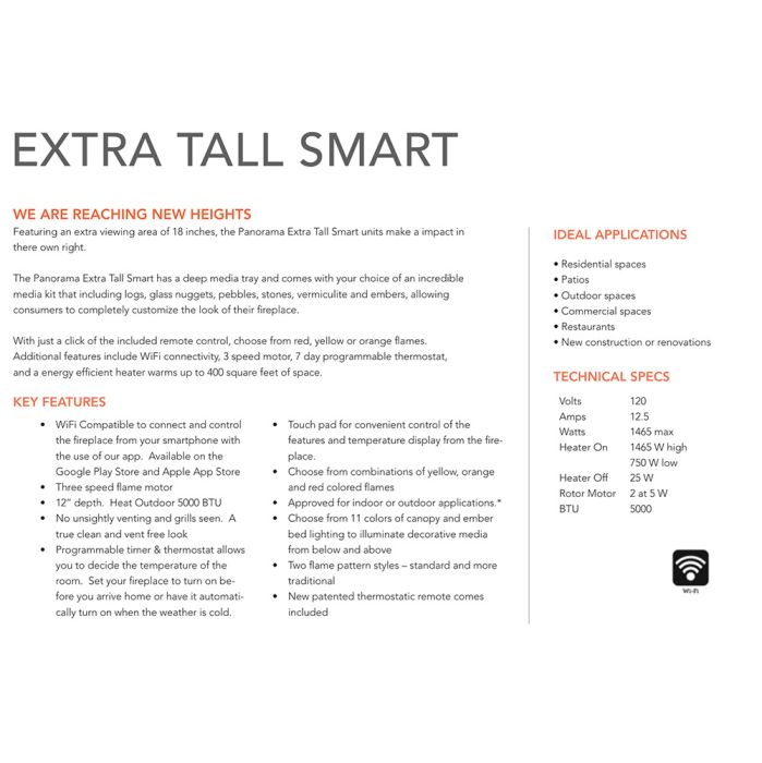 Premium Amantii Panorama Deep & Xtra Tall Full View Smart Electric Fireplace