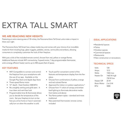 Premium Amantii Panorama Deep & Xtra Tall Full View Smart Electric Fireplace