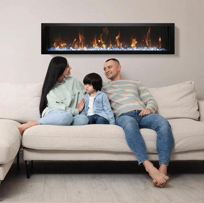 Premium Amantii Panorama Slim and Deep Full View Smart Electric Fireplace with Glass Media Kit