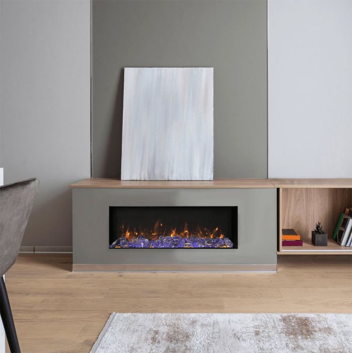 Premium Amantii Panorama Slim and Deep Full View Smart Electric Fireplace with Glass Media Kit