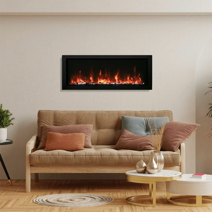Premium Amantii Panorama Slim and Deep Full View Smart Electric Fireplace with Glass Media Kit