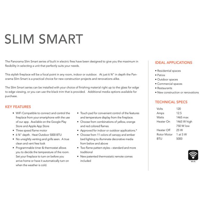 Premium Amantii Panorama Slim and Deep Full View Smart Electric Fireplace with Glass Media Kit