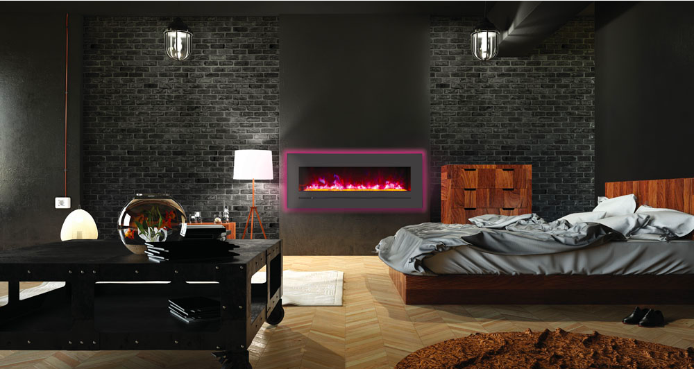 Premium Sierra Flame 48 Wall Mount/Flush Mount with Steel Surround