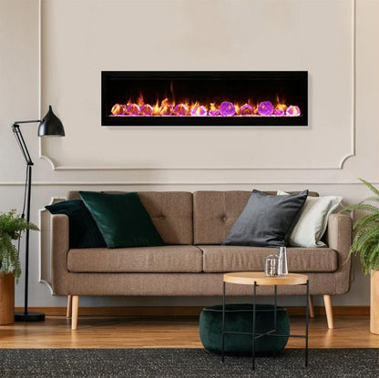 Premium Amantii Symmetry Lumina Electric Fireplace with Real Glass and Oak Log Media Kit