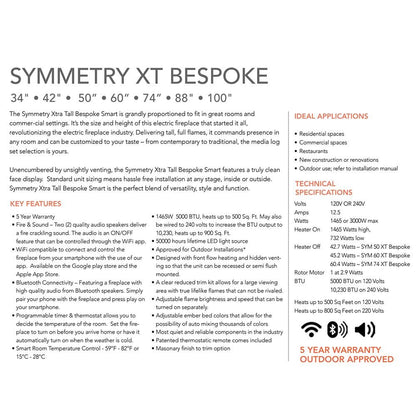 Premium Amantii Symmetry Xtra Tall Bespoke Electric Fireplace