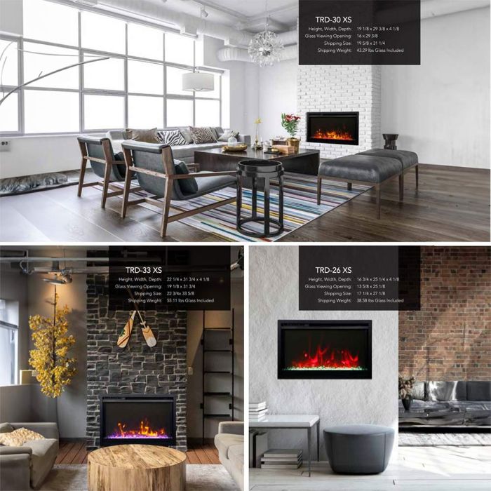 Premium Amantii Traditional Xtraslim Smart Electric Fireplace with Clear Glass Media