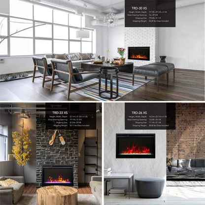 Premium Amantii Traditional Xtraslim Smart Electric Fireplace with Clear Glass Media