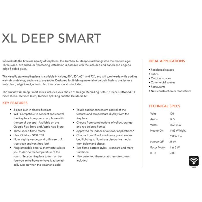 Premium Amantii Tru View Deep Smart 3 Sided Electric Fireplace