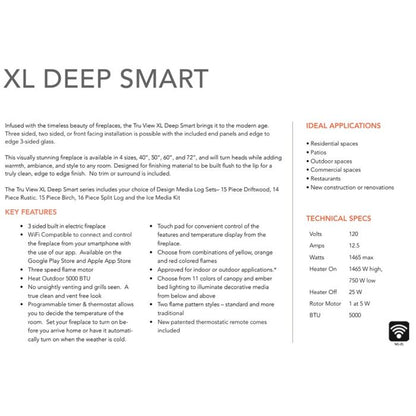 Premium Amantii Tru View Deep Smart 3 Sided Electric Fireplace