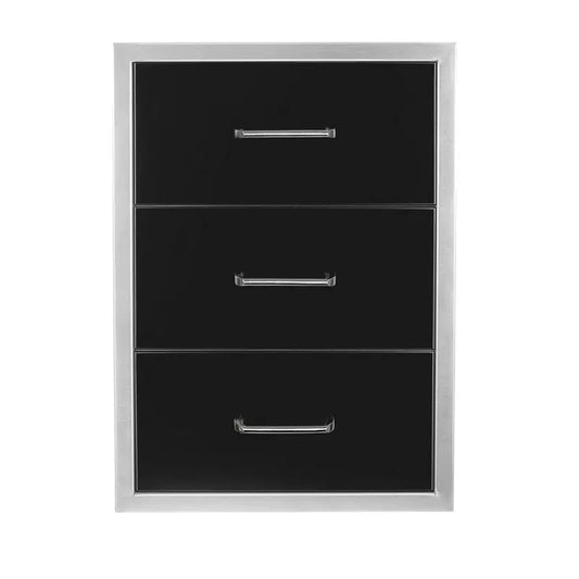 Premium Wildfire Outdoor Living Triple Drawer 19 x 26 Black - WF-TDW1926-BSS